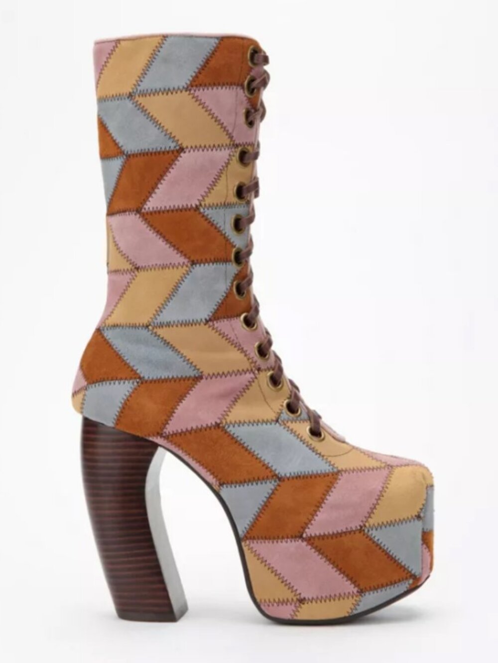 *RARE* Jeffrey Campbell PICKFORD Platform Patchwork Boots! Size 8.5, best for 8! - Picture 14 of 16